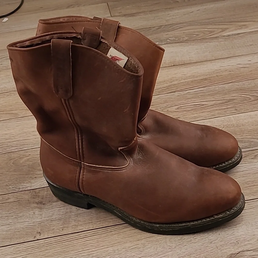 RED WING Pecos USA Brown Leather Steel Toe Oil Sz 14 D Mens Boots #1299 VTG 90s‎
